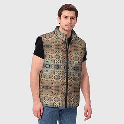 Мужской жилет Ржавые абстрактные цветы в горошек, цвет: 3D-черный — фото 2