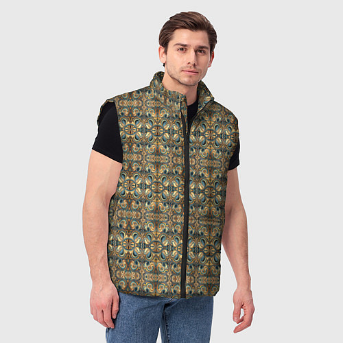 Мужской жилет Обтекаемый узор в стиле Артдеко / 3D-Черный – фото 3