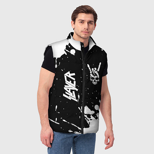 Мужской жилет Slayer и рок символ на темном фоне / 3D-Черный – фото 3
