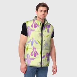 Мужской жилет Фиолетовые лилии, цвет: 3D-черный — фото 2