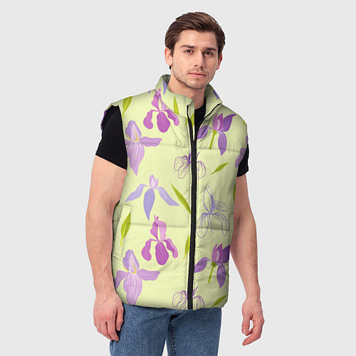 Мужской жилет Фиолетовые лилии / 3D-Черный – фото 3