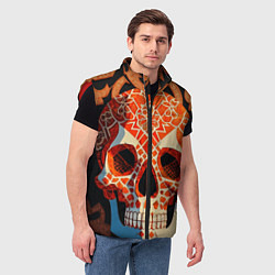 Мужской жилет Оранжевый череп, цвет: 3D-красный — фото 2