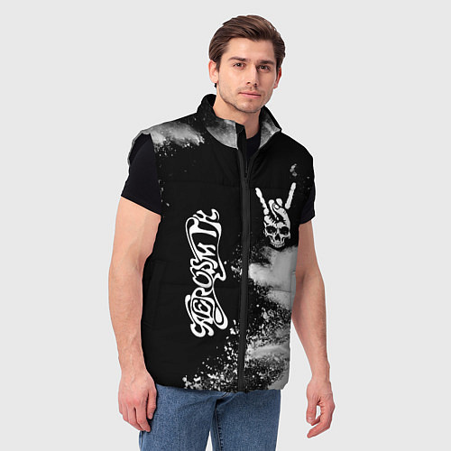 Мужской жилет Aerosmith и рок символ на темном фоне / 3D-Черный – фото 3
