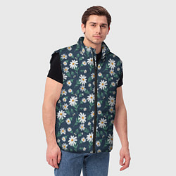 Мужской жилет Паттерн с ромашками, цвет: 3D-черный — фото 2
