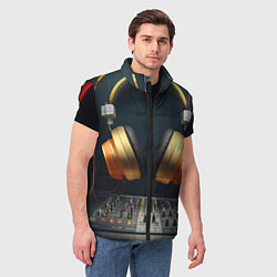 Мужской жилет Золотые наушники, цвет: 3D-красный — фото 2