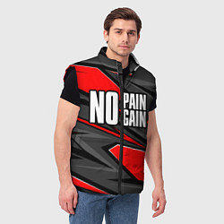 Мужской жилет No pain no gain - красный, цвет: 3D-черный — фото 2