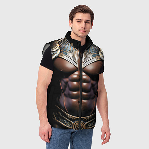 Мужской жилет Африканский воин в доспехах / 3D-Светло-серый – фото 3