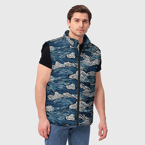 Мужской жилет Морские волны паттерн / 3D-Черный – фото 3