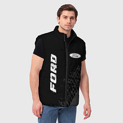 Мужской жилет Ford speed на темном фоне со следами шин: надпись,, цвет: 3D-черный — фото 2
