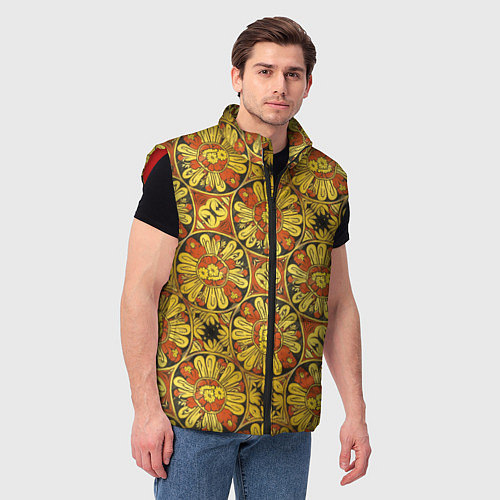 Мужской жилет Красно-желтые цветочки / 3D-Красный – фото 3