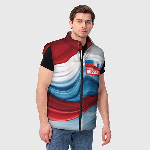 Мужской жилет Флаг России абстракт / 3D-Красный – фото 3