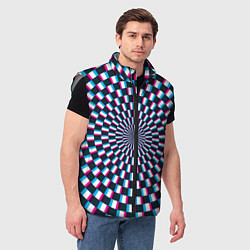 Мужской жилет Оптическая иллюзия глитч, цвет: 3D-светло-серый — фото 2
