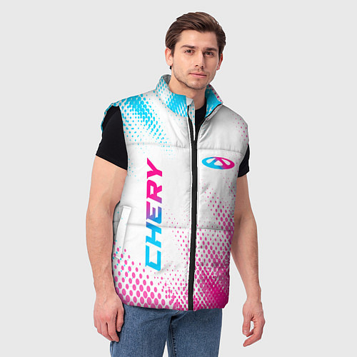 Мужской жилет Chery neon gradient style: надпись, символ / 3D-Черный – фото 3