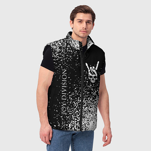 Мужской жилет Joy Division и рок символ на темном фоне / 3D-Черный – фото 3