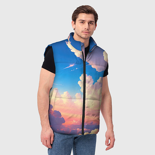 Мужской жилет Небо и облака / 3D-Черный – фото 3