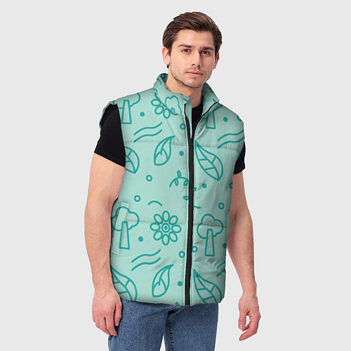Мужской жилет Бирюзовая природа / 3D-Черный – фото 3