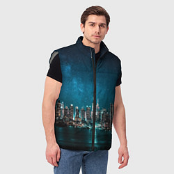 Мужской жилет Большой город в звездах, цвет: 3D-светло-серый — фото 2