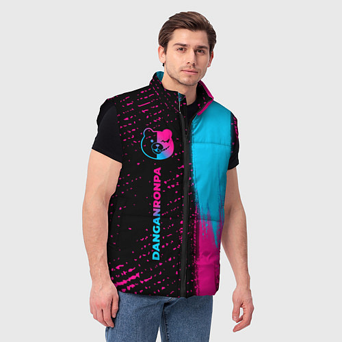 Мужской жилет Danganronpa - neon gradient: по-вертикали / 3D-Черный – фото 3
