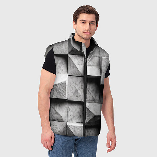 Мужской жилет Каменные плиты и обман зрения / 3D-Светло-серый – фото 3