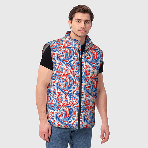 Мужской жилет Русский орнамент / 3D-Светло-серый – фото 3
