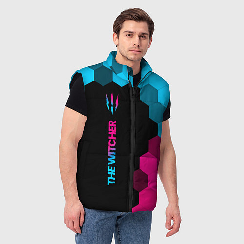 Мужской жилет The Witcher - neon gradient: по-вертикали / 3D-Черный – фото 3