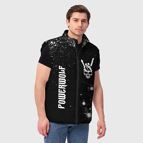 Мужской жилет Powerwolf и рок символ на темном фоне / 3D-Черный – фото 3