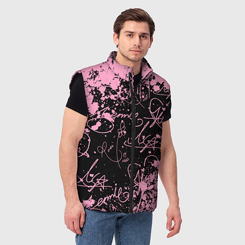Мужской жилет Блэкпинк - автографы / 3D-Черный – фото 3