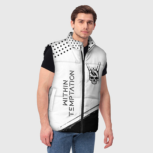 Мужской жилет Within Temptation и рок символ на светлом фоне / 3D-Черный – фото 3
