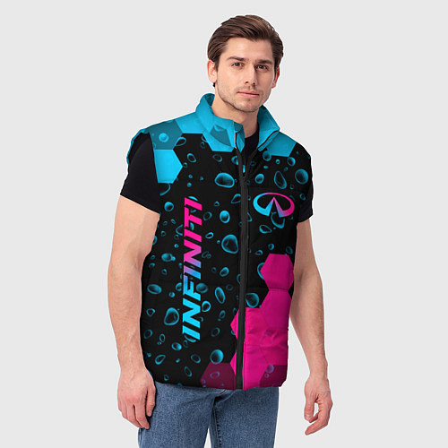 Мужской жилет Infiniti - neon gradient: надпись, символ / 3D-Черный – фото 3