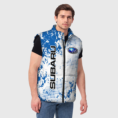 Мужской жилет Subaru blue logo / 3D-Черный – фото 3