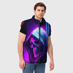 Мужской жилет Череп в неоновом свете, цвет: 3D-красный — фото 2