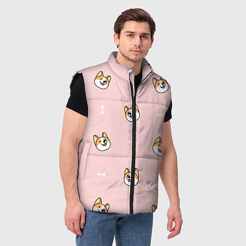 Мужской жилет Pink corgi / 3D-Черный – фото 3