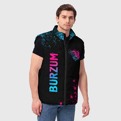 Мужской жилет Burzum - neon gradient: надпись, символ / 3D-Черный – фото 3