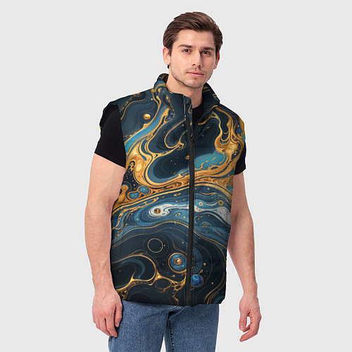 Мужской жилет Черно-золотой узор / 3D-Черный – фото 3