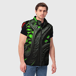Мужской жилет Green black abstract, цвет: 3D-красный — фото 2
