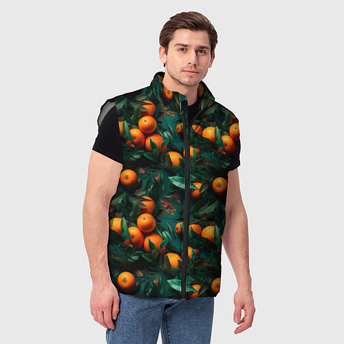 Мужской жилет Яркие апельсины / 3D-Светло-серый – фото 3