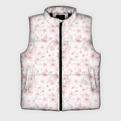 Мужской жилет Акварельный паттерн цветов сакуры, цвет: 3D-черный