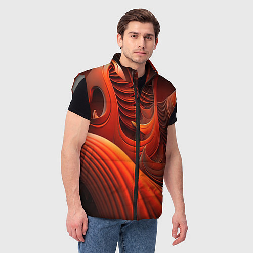 Мужской жилет Оранжевая абстракция / 3D-Светло-серый – фото 3