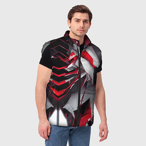 Мужской жилет Кибернетические рёбра / 3D-Светло-серый – фото 3