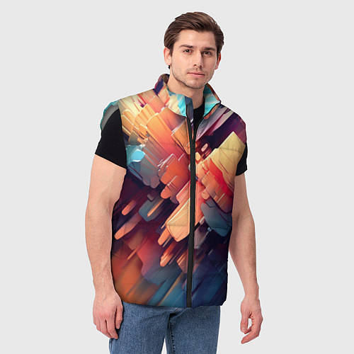 Мужской жилет Цветная абстракция каменных сланцев / 3D-Светло-серый – фото 3