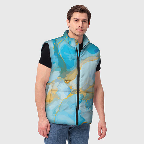 Мужской жилет Лазурь с золотом / 3D-Черный – фото 3