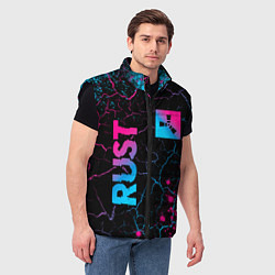 Мужской жилет Rust - neon gradient: надпись, символ, цвет: 3D-черный — фото 2