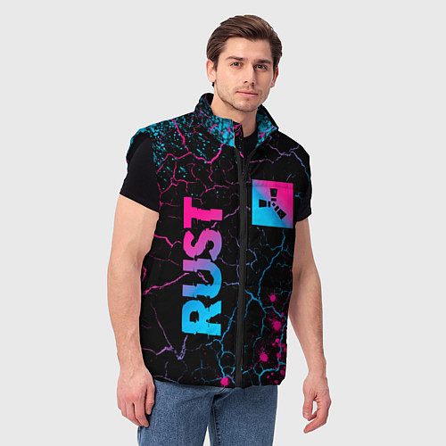Мужской жилет Rust - neon gradient: надпись, символ / 3D-Черный – фото 3