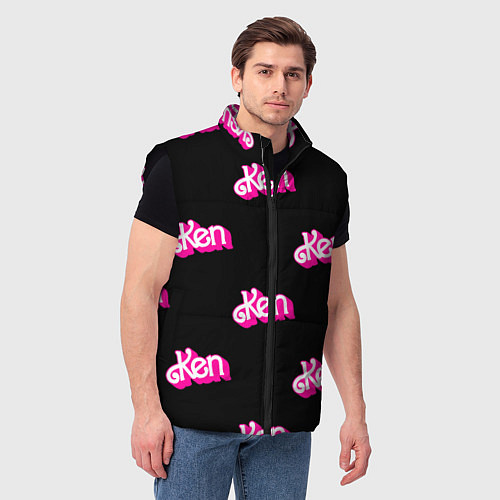 Мужской жилет Логотип Кен - патерн / 3D-Черный – фото 3