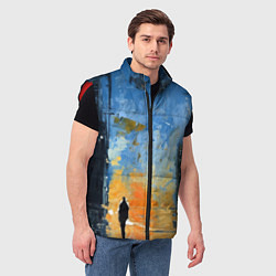 Мужской жилет Нарисованный человеческий силуэт на фоне города, цвет: 3D-красный — фото 2