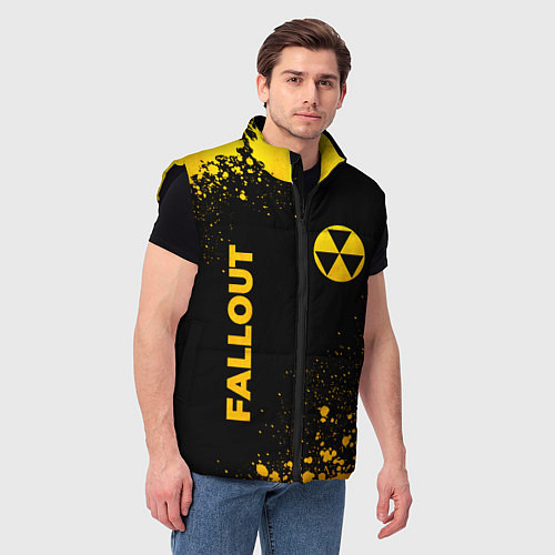 Мужской жилет Fallout - gold gradient: надпись, символ / 3D-Черный – фото 3