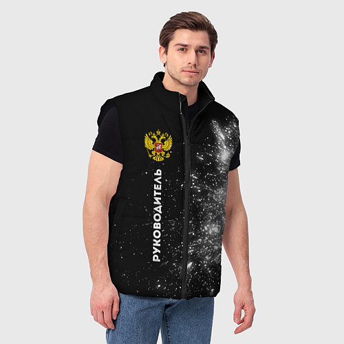 Мужской жилет Руководитель из России и герб РФ: по-вертикали / 3D-Черный – фото 3
