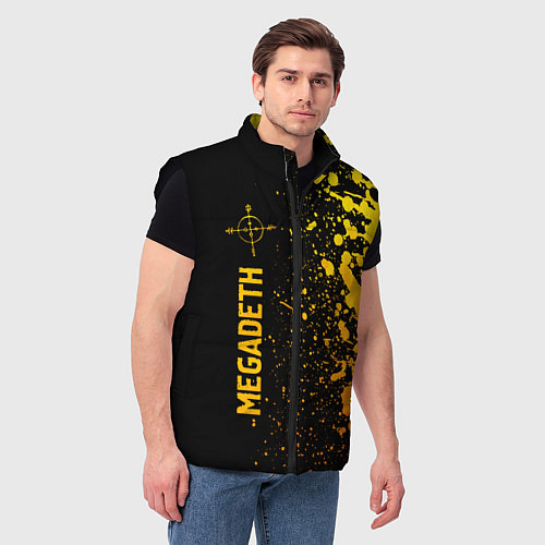 Мужской жилет Megadeth - gold gradient: по-вертикали / 3D-Черный – фото 3