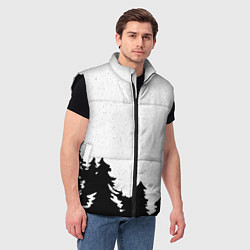 Мужской жилет Стилизация ёлки зима, цвет: 3D-черный — фото 2