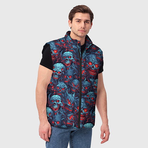 Мужской жилет Monster skulls pattern / 3D-Черный – фото 3
